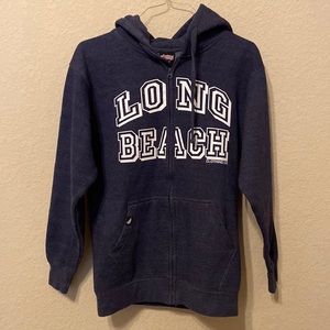 Hoodie with zipper “LONG BEACH” from Long Beach clothing company in California